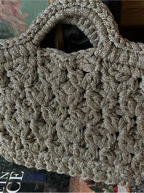 Bianca Lorenza Gandaglia Florence Handcrafted Metallic Crochet Tote Bag - Gold